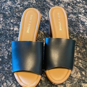 Sun + Stone Women's Black Slide Sandals